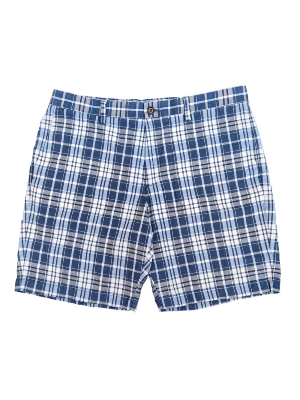 Men's Banana Republic Plaid Flat Front Shorts Blue Waist 35